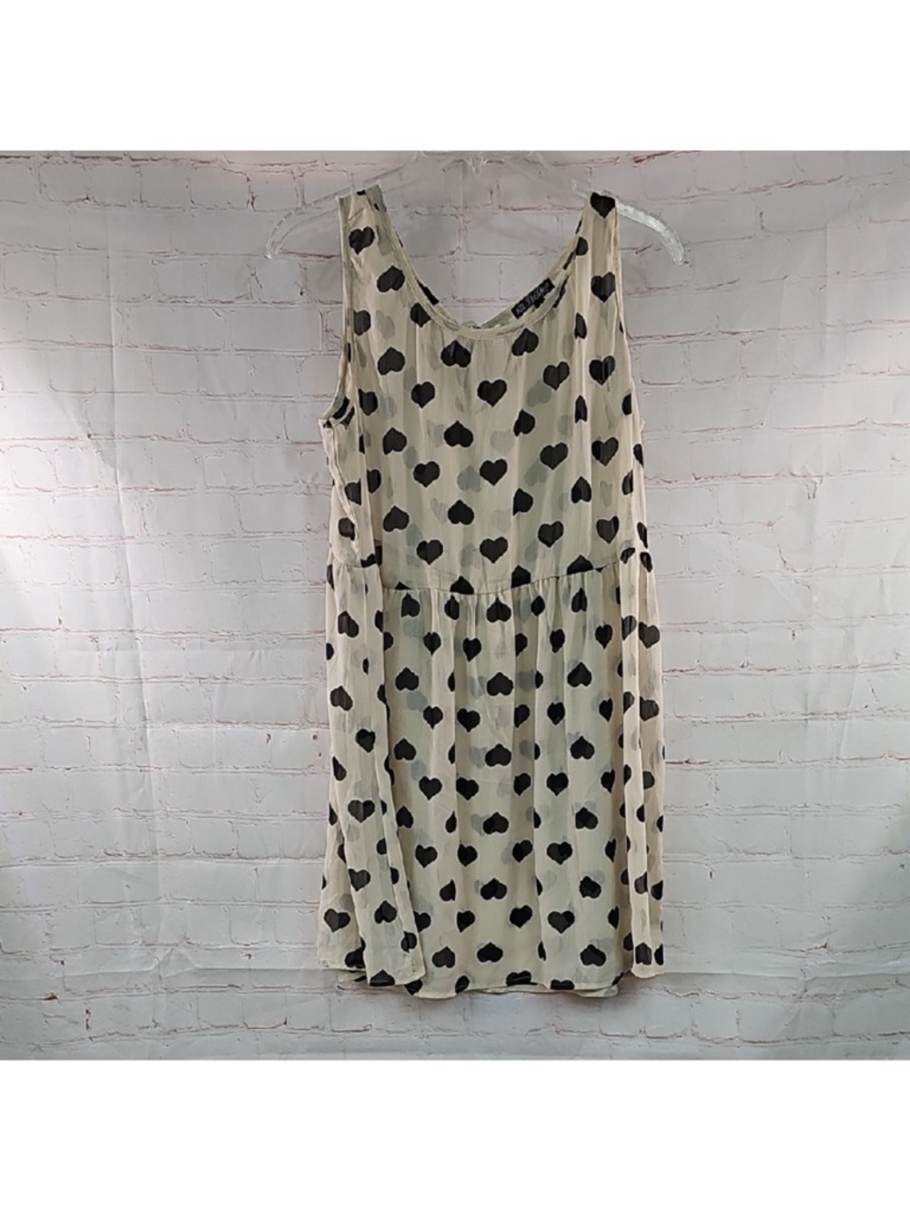 BeBop Cream Mini Dress with Black Heart Motif